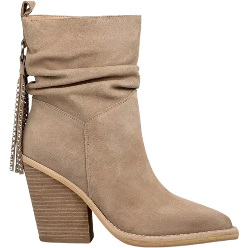 Fringed Heeled Lederstiefel , Damen, Größe: 39 EU - Alma en Pena - Modalova