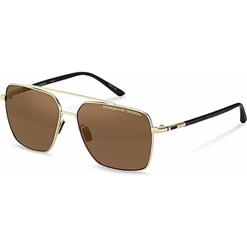 Goldene Sonnenbrille aus Titan mit braunen polarisierten Gläsern - Porsche Design - Modalova