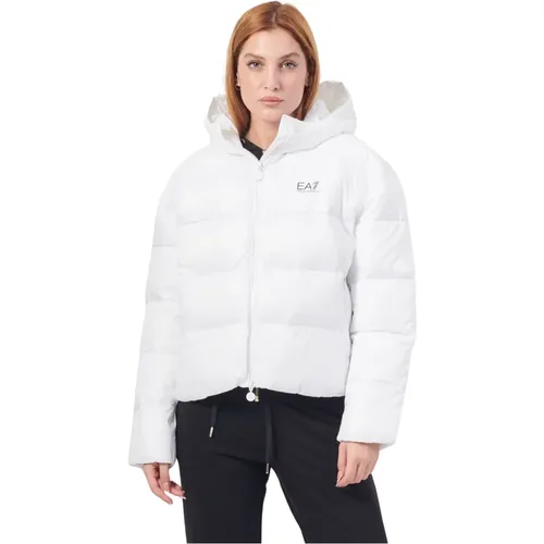 Weiße Steppkapuzenjacke , Damen, Größe: S - Emporio Armani - Modalova