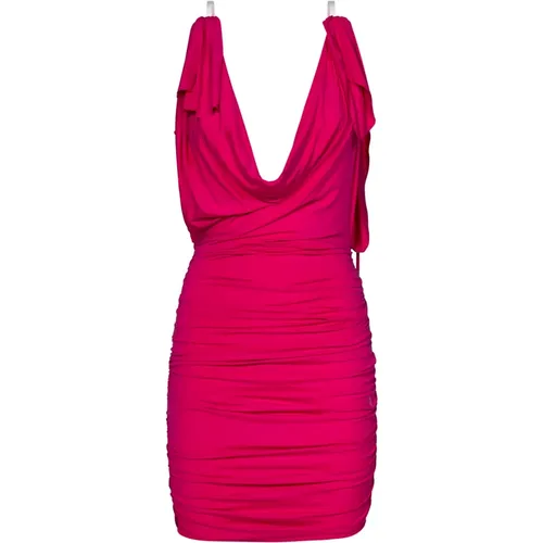 Fuchsia Mini Kleid mit Transparenten Trägern,Fuxia Jersey Mini Kleid Aw24 - The Attico - Modalova