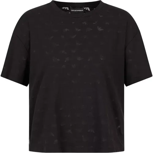 Erhöhen Sie Ihre Garderobe mit einem exquisiten Devoré T-Shirt , Damen, Größe: S - Emporio Armani - Modalova