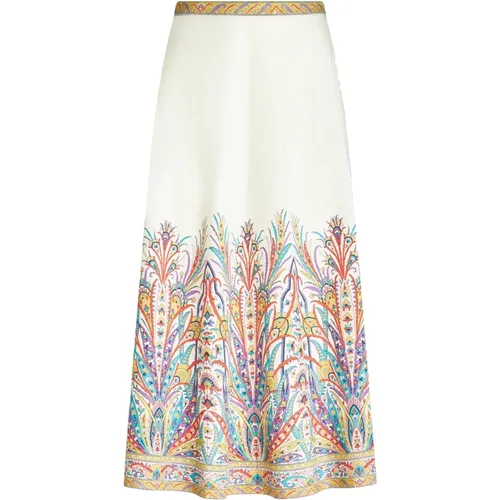 Casual White Cotton Elastane Skirt , female, Sizes: L - ETRO - Modalova