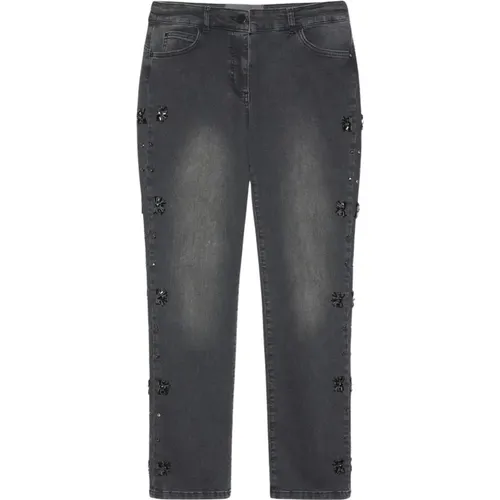 Hand-embroidered Jeans , female, Sizes: 2XL, L, M - Elena Mirò - Modalova