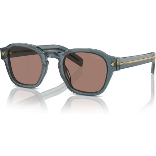 Stilvolle Sonnenbrille in Hellgrau/Braun , Herren, Größe: 49 MM - Prada - Modalova