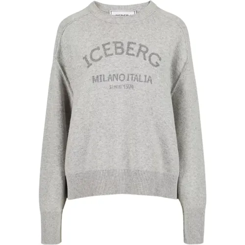 Grauer Wollmisch-Crew-Neck-Pullover - Iceberg - Modalova