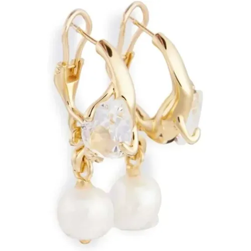 Gold-tone Pearl Drop Earrings , female, Sizes: ONE SIZE - Ami Paris - Modalova