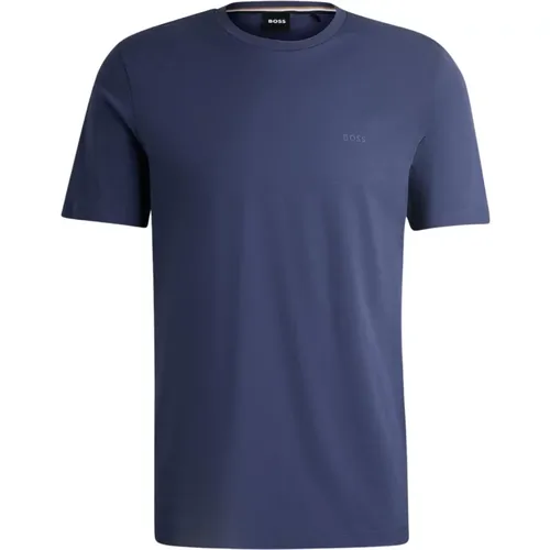 Blaues Baumwoll-T-Shirt mit Aufgedrucktem Logo , Herren, Größe: XL - Hugo Boss - Modalova