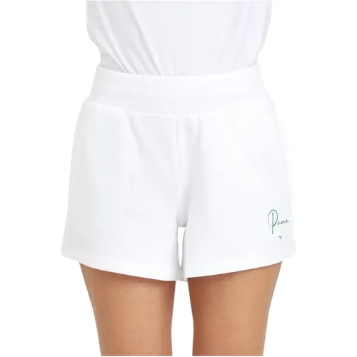 Weiße Damen Logo Print Shorts , Damen, Größe: XS - Puma - Modalova