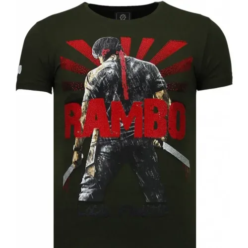Rambo Shine Rhinestone - Men T-Shirt - 5769G , male, Sizes: 2XL, L, M, S, XL - Local Fanatic - Modalova