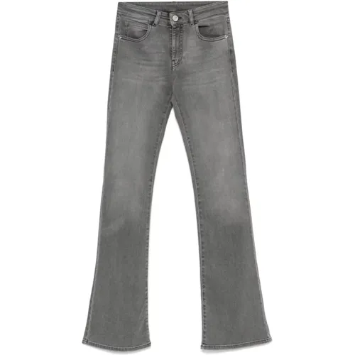 Graue Gewaschene Denim Flared Jeans , Damen, Größe: W27 - Emporio Armani - Modalova