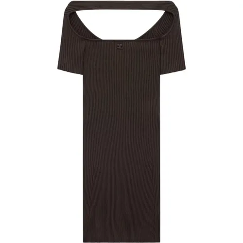 Braunes Rippstrick Mini Kleid , Damen, Größe: S - Courrèges - Modalova