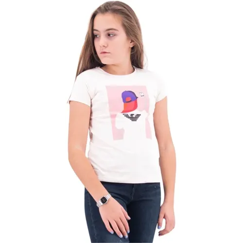 Kurzarm T-Shirt mit Logo Selfie Print - Armani - Modalova