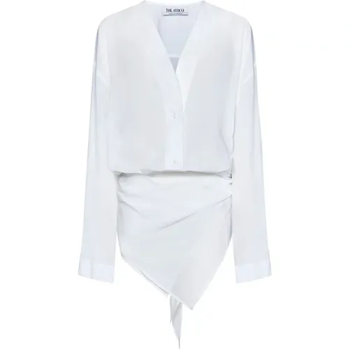 Weiße V-Ausschnitt Knopfleiste Kleid - The Attico - Modalova
