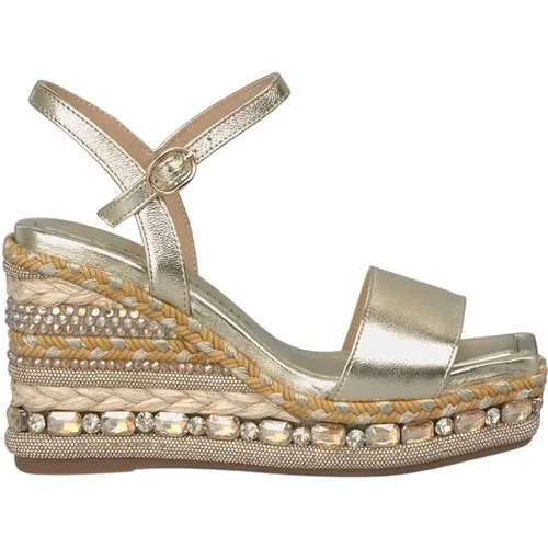 Rhinestone Wedge Sandal with Braided Detail , female, Sizes: 6 UK - Alma en Pena - Modalova