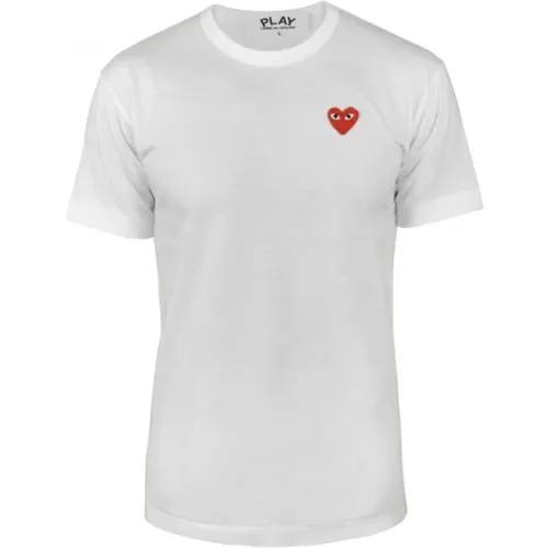 Weißes Baumwoll-Herzlogo T-Shirt - Comme des Garçons - Modalova