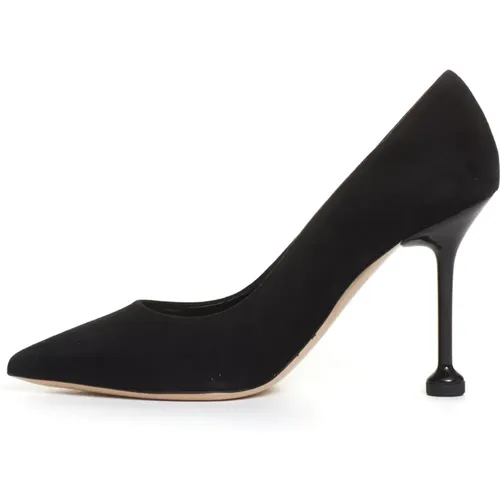 Suede Pump with Metallic Heel , female, Sizes: 6 UK, 3 1/2 UK, 5 UK, 4 1/2 UK, 5 1/2 UK, 2 UK, 3 UK, 4 UK - Ninalilou - Modalova