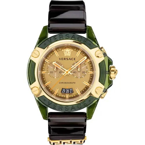 Chrono Active Silicone Watch Green , male, Sizes: ONE SIZE - Versace - Modalova