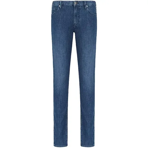 Blaue Slim-Fit Jeans für Männer , Herren, Größe: W36 - Emporio Armani - Modalova
