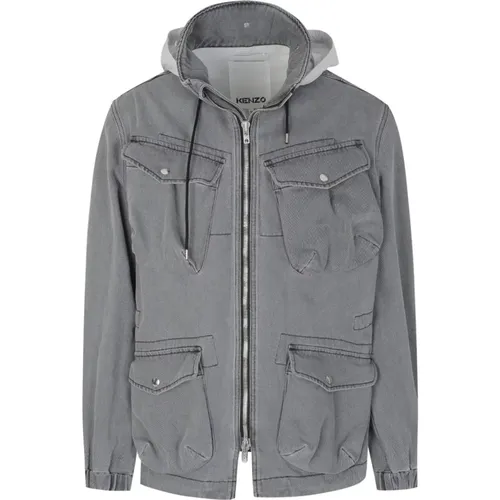 Stylish Grey Denim Jacket , male, Sizes: S - Kenzo - Modalova