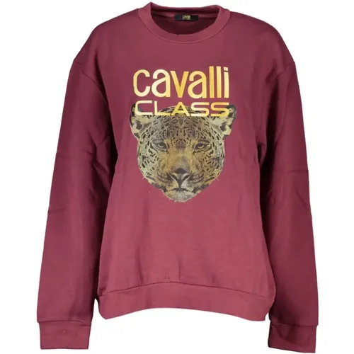 Fleece Sweatshirt with Logo Print , male, Sizes: L, M, S - Cavalli Class - Modalova