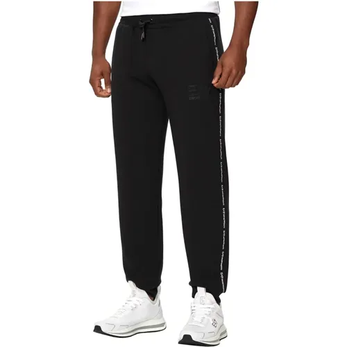 Schwarze Sportliche Hose mit Seitenprint , Herren, Größe: M - Emporio Armani EA7 - Modalova