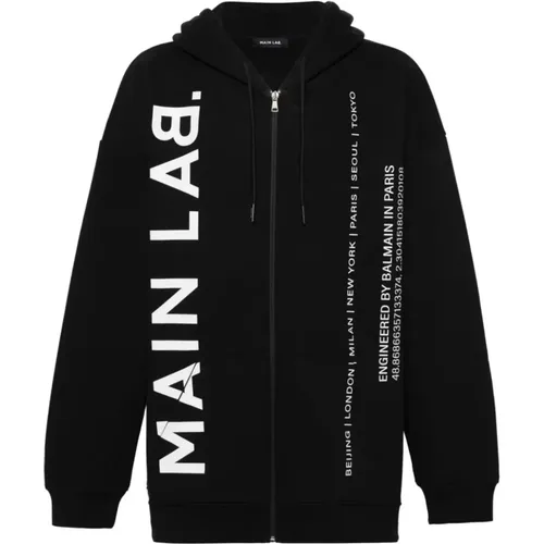 Sweaters with Contrasting Main Lab Logo , male, Sizes: M - Balmain - Modalova