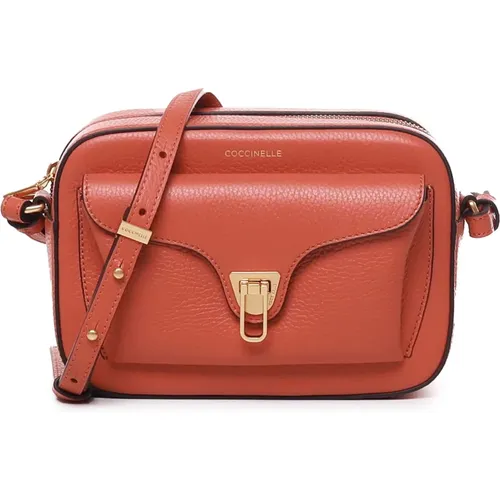 Red Leather Crossbody Bag with Iconic Closure , female, Sizes: ONE SIZE - Coccinelle - Modalova