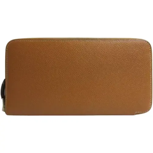 Pre-owned gold leather wallet , female, Sizes: ONE SIZE - Hermès Vintage - Modalova