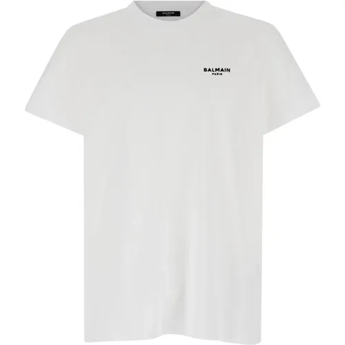 Flock T-shirt Classic Fit , Herren, Größe: L - Balmain - Modalova