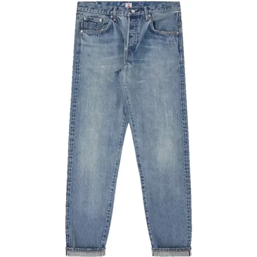 Regular Tapered Jeans Blau Remake , Herren, Größe: W32 - Edwin - Modalova