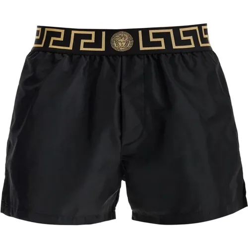 Greca Pattern Swim Trunks , male, Sizes: XL - Versace - Modalova