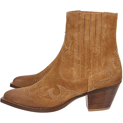 Suede Texano Stud Boot , female, Sizes: 5 UK, 4 UK, 6 UK, 8 UK - Eleventy - Modalova