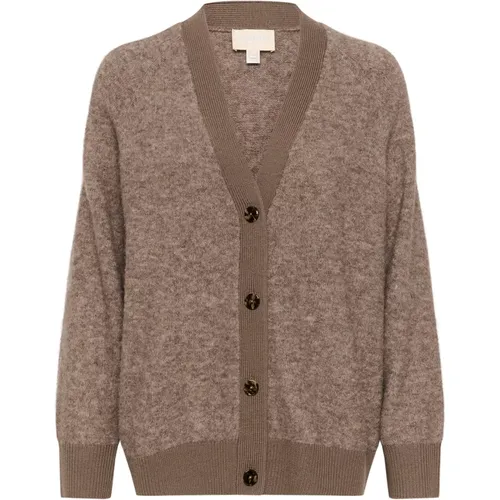 Oversized Cardigan Knit Morel Melange , female, Sizes: 2XL, S, XS, L, XL - Soaked in Luxury - Modalova