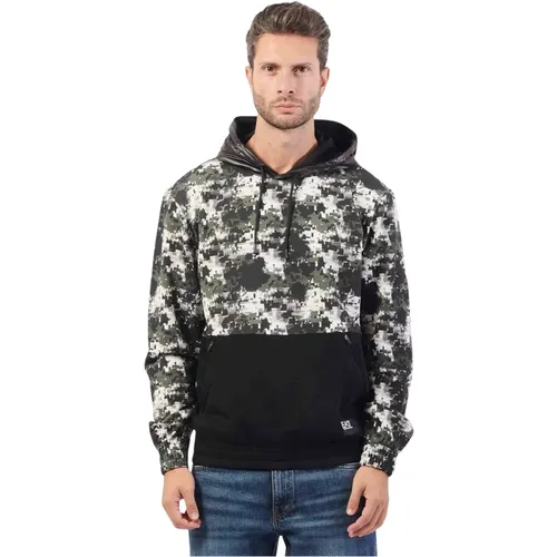 Schwarzer Baumwollpullover mit Kapuze und Reißverschlusstaschen , Herren, Größe: 3XL - Emporio Armani - Modalova