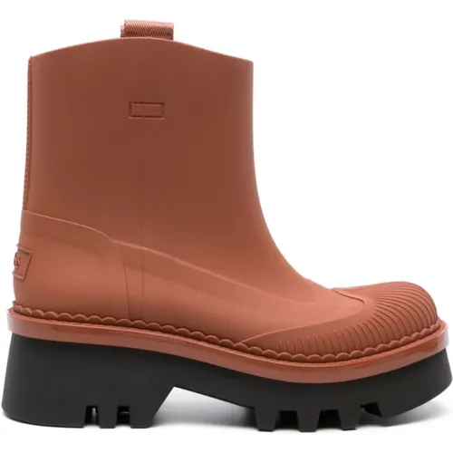 Terracotta Leather Ankle Boots , female, Sizes: 4 UK, 7 UK, 3 UK, 8 UK, 6 UK - Chloé - Modalova