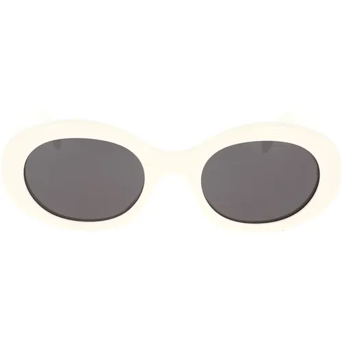 Ovale Sonnenbrille mit elfenbeinfarbenem Acetatrahmen und grauen organischen Gläsern - Celine - Modalova
