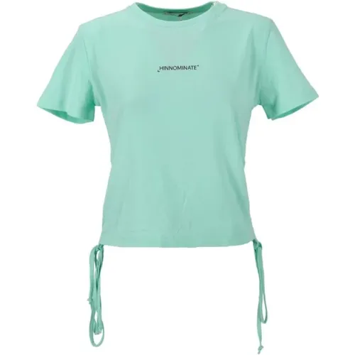 Grünes T-Shirt mit Rüschen und Logo - Hinnominate - Modalova