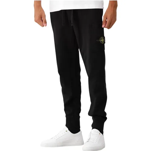 Schwarze Baumwollfleece Cargo Joggers , Herren, Größe: 2XL - Stone Island - Modalova