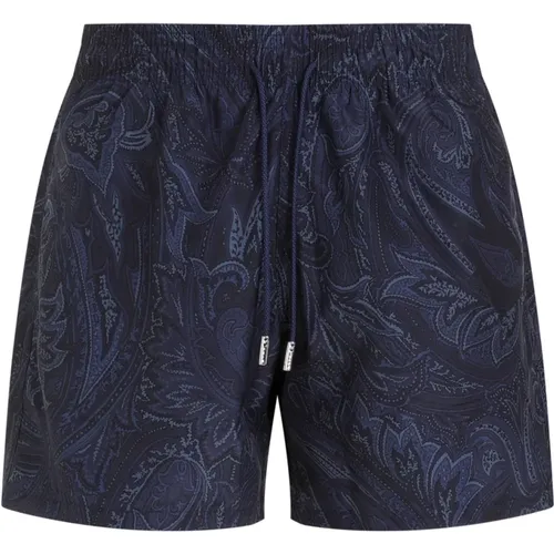 Black Swim Shorts with Blue Paisley Print , male, Sizes: L, XL, S - ETRO - Modalova