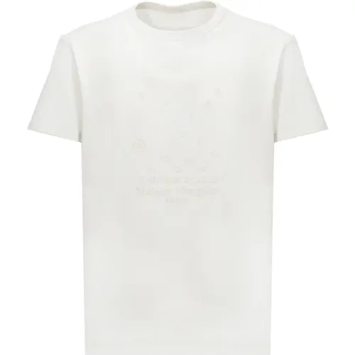 Weiße Baumwoll-T-Shirt mit Besticktem Numerischem Logo , Herren, Größe: 2XL - Maison Margiela - Modalova