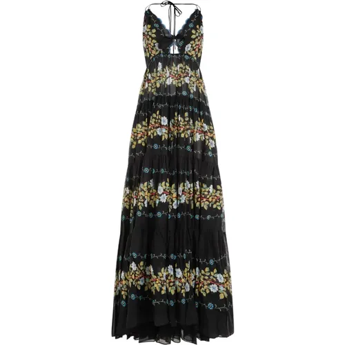 Black Floral Maxi Halterneck Dress , female, Sizes: XS, 2XS - ETRO - Modalova