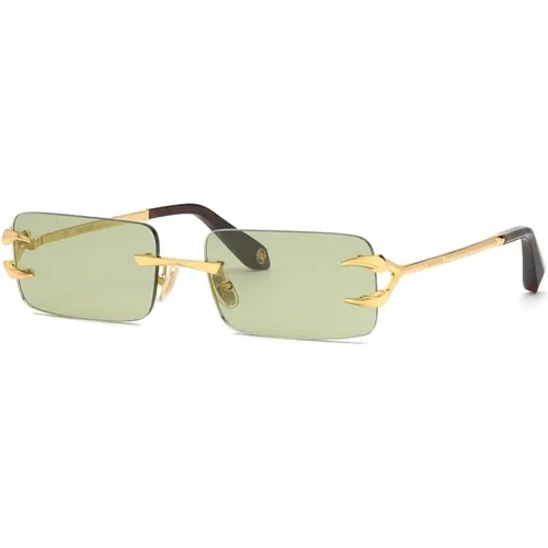 Goldene Rechteckige Sonnenbrille , Damen, Größe: 59 MM - Roberto Cavalli - Modalova