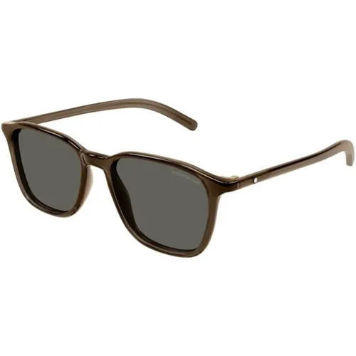 Grey Sunglasses Mb0325S 003 , male, Sizes: 53 MM - Montblanc - Modalova
