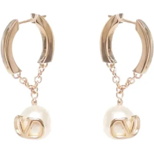 Golden Pearl Earrings Interlocking Closure , female, Sizes: ONE SIZE - Valentino Garavani - Modalova