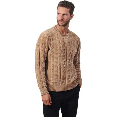 Brauner Pullover mit Zopfmuster , Herren, Größe: L - Guess - Modalova