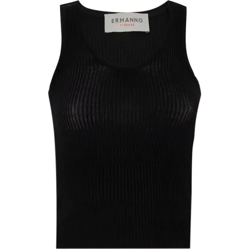 Ribbed Stretch Top for Everyday Outfits , female, Sizes: S, L, XS, M - Ermanno Scervino - Modalova