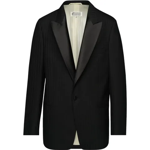 Wool Blazer with Tonal Stripes , female, Sizes: S - Maison Margiela - Modalova