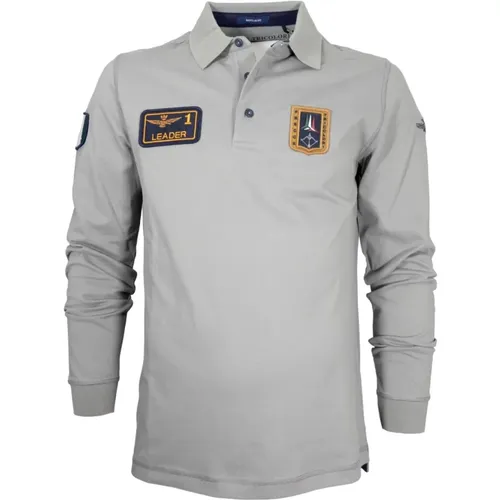 Langarm-Poloshirt mit Tricolor-Pfeil-Patch , Herren, Größe: 2XL - aeronautica militare - Modalova