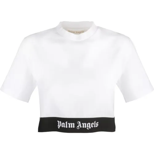 Weißes Cropped T-Shirt , Damen, Größe: L - Palm Angels - Modalova