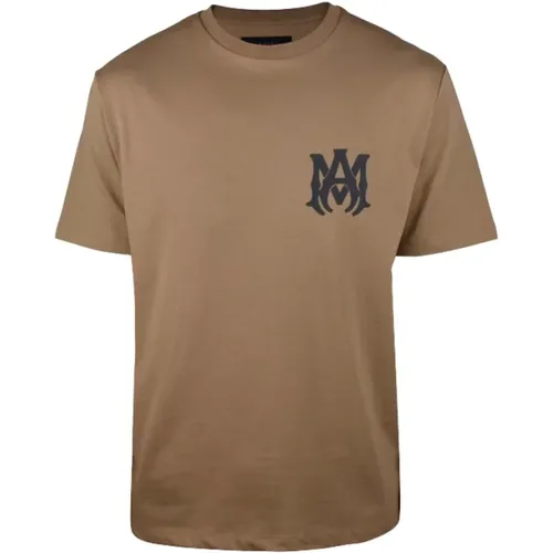 Braunes Baumwoll-Logo T-Shirt , Herren, Größe: S - Amiri - Modalova
